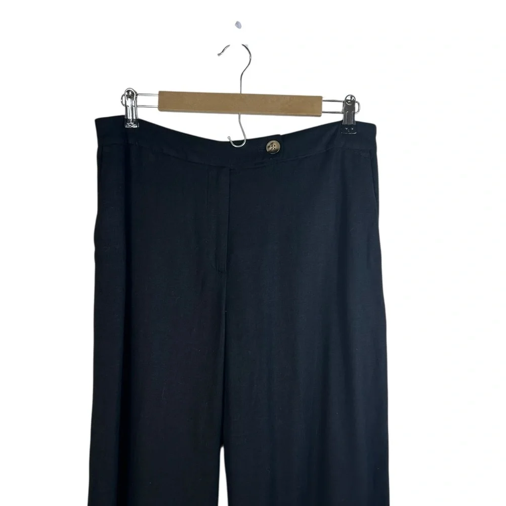 Black Women's Wide-Leg Linen Blend Pants NWT 12